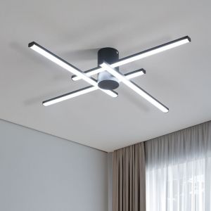 Plafonnier LED, 24W Lampe de Plafond LED Moderne, 6500K Lumière Blanche Froide Luminaire Lustre Design Ondulé avec 4 Tubes de Lumière pour Salon,