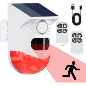 Detecteur de Mouvement Solaire, D&eacute;tecteur de Mouvement Exterieur, Detecteur de Presence Infrarouge sans Fil, Son 120dB et &Eacute;tanche Ip67, Alarme Maison