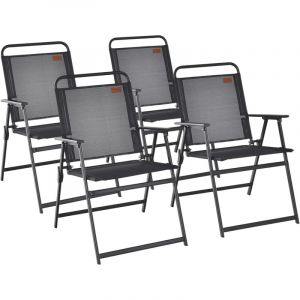 Costway - Chaise Pliante Extérieur Lot de 4, Chaise de Jardin Pliante avec Siège en Textilène et Accoudoirs, Cadre en Métal, pour Salon de Jardin,