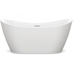 Baignoire - Baignoire autoportante Smile - 1600x780x740 mm - Blanc brillant - &Eacute;l&eacute;gance & Confort - avec bonde clic-clac blanc brillant