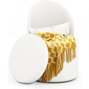 COSTWAY Tabouret Coiffeuse avec Dossier, 38 L Pouf Rangement en Velours, Si&egrave;ge Rembourr&eacute; en Mousse, Tabouret Rangement pour Chambre Salon Salle &agrave;