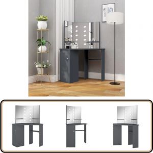 Coiffeuse d'angle avec led Gris 111x54x141,5 cm - Coiffeuse - Meuble De Salle De Bain - Vanity - Dressing - Miroir