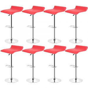 Yongqing - Lot de 8 Tabourets de bar Pivotant et r&eacute;glable en Hauteur,rouge