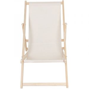 Melko chaise de plage pliante chaise de jardin en bois chaise longue relax chaise de balcon beige