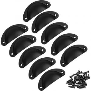 10PCS Poign&eacute;e de Coquille Vintage, Bouton de Porte, Poign&eacute;e de Meuble, R&eacute;tro Poign&eacute;es de Porte en Fer Avec Vis pour Meuble Tiroir Armoire Cuisine