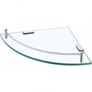 Lablanc - tagère d'angle en Verre - Étagère Salle de Bain Douche - Tablette Murale Étagère en Verre Trempé - avec Porte Serviette 304 Acier