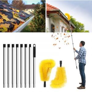 Nettoyeur de gouttière de 320 cm, outil de nettoyage de gouttière, équipé de 8 nettoyeurs de gouttières rétractables pour le nettoyage des