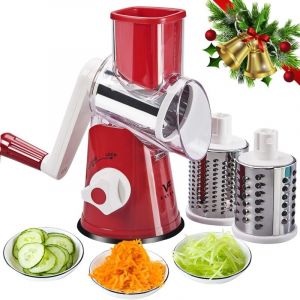 Ymyny - Râpe à Main rotative pour légumes, Râpe à Légumes Manuelle-Multifonctions Rape à Tambour,avec 3 Lames en Acier Inoxydable,pour Les Fruits,