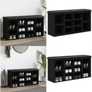 Banc à chaussures noir 102x32x50 cm bois d'ingénierie - Banc Chaussure - Banc Entrée - Meuble Rangement - Banc Coffre - Organisation Chaussures