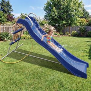 Toboggan Enfant Int&eacute;rieur 180cm - Structure de Jeux Autoportante, Plastique HDPE Durable, Toboggan de jardin - Bleu(3-8 Ans)