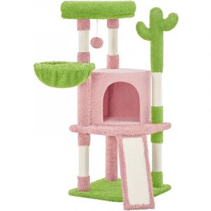 Yaheetech - Arbre à Chat Cactus Hauteur 106,5 cm Tour pour Chat en Tissu Moppy avec Poteaux en Sisal Plateformes Niche Panier Perchoir Griffoirs