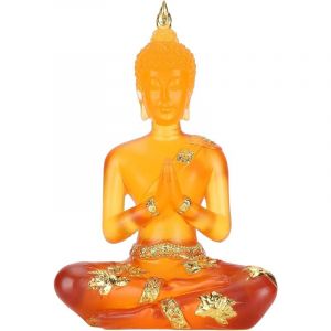 Statue de Bouddha en Résine Transparente Statue de Bouddha Assis Antique Priant Bouddha Figurine Sculpture pour la Décoration de Jardin de Table de