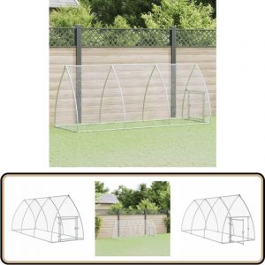 Cage pour poules argenté 300x105x120 cm acier galvanisé - Poulailler - Abri Poulet - Coop Poule - Cage Volaille - Animal Domestique