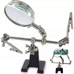 Troisi&egrave;me main Robuste, Station de Soudage &agrave; Loupe, Grossissement 5X, Aide &agrave; Souder, R&eacute;paration, &Eacute;lectronique, Modelisme, Loisirs, Troisieme Main