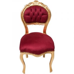 Chaise de cuisine en bois Chaise à manger 92x45x45 cm Chaise rembourrée Fauteuil baroque or Fauteuil Louis XVI Style français