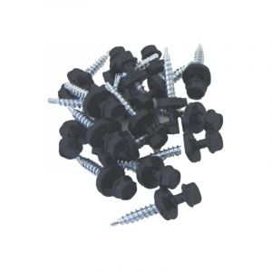 Vis auto-perceuse avec rondelles d'étanchéité pour plaque acier galvanisé laqué mat aspect tuile (X100) l 35 mm - Coloris - Gris anthracite mat,
