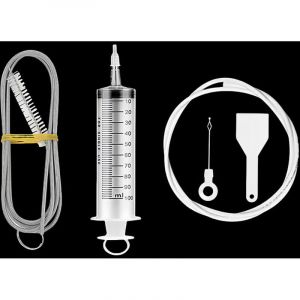 Kit de nettoyage pour r&eacute;frig&eacute;rateur, outil de vidange et de d&eacute;bouchage avec tuyau, pelle de d&eacute;givrage et bouchon (ensemble de 5 pi&egrave;ces)