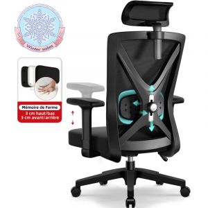 Authmic - Fauteuil de bureau,Coussin lombaire réglable en mousse 5D,chaise de bureau avec roulettes en caoutchouc silencieuses,charge de 155 kg