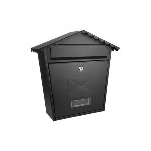Fabrilamp - Boîte aux lettres demailbox olena noir acier galvanisé 37x36x13,5 cm toit étanche à la pluie, serrure cylindrique