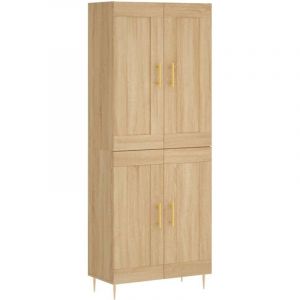 Buffet，Bahut，Meuble de Rangement haut Ch&ecirc;ne sonoma 69,5x34x180 cm Bois d'ing&eacute;nierie CFW86323
