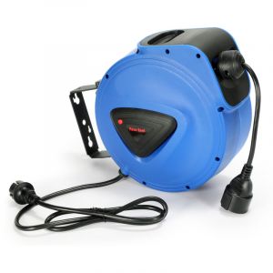 Randaco Enrouleur &eacute;lectrique automatique pivotable 180&deg; fixation murale rallonge &eacute;lectrique enrouleur c&acirc;ble automatique 20 m A