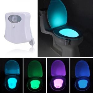 HOOME Lampe de Toilette Veilleuse LED pour WC/ Salle de Bain/Lavabo, Détecteur de Mouvement Éclairage à 8 Changement de Couleurs