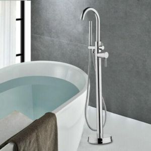 Robinet de baignoire sur pied r&eacute;tro - Robinet de baignoire - Douchette &agrave; main - En cuivre et acier inoxydable - Montage au sol - Baignoire Douche Kit