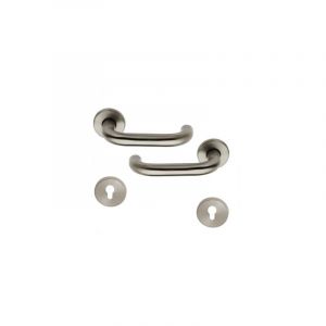 Ouvre&deco - Poignée de porte extérieure design en inox sur rosace ronde Clé i, tubulaire