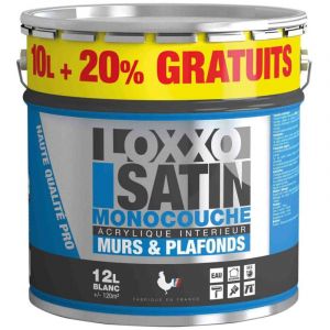 Loxxo - peinture acrylique satin monocouche murs & plafonds blanc 12 l