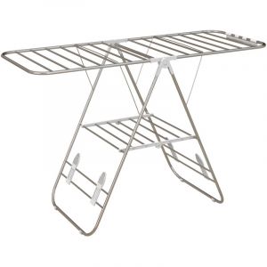 S&eacute;choir &agrave; linge sur pieds pliable &eacute;tendoir 2 niveaux ajustables dim. 148L x 60,5l x 98H cm