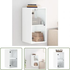 Armoire murale avec portes en verre blanc 35x37x68,5 cm - Meuble Mural - Armoire Murale - Rangement Mural - Meuble Rangement - Étagère Murale - The