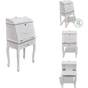 Vidaxl - Bureau en style fran&ccedil;ais Bois - Bureau Fran&ccedil;ais - Bureau Vintage - Meuble De Bureau - Bureau Secr&eacute;taire - Bureau Blanc