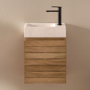 Ensemble meuble de salle de bain en bois de teck avec lavabo int&eacute;gr&eacute; en ciment Napier SKLUM