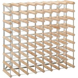 D&eacute;coshop26 - Casier range bouteilles &eacute;tag&egrave;re de rangement vin pour 72 bouteilles bois de pin et acier galvanis&eacute; DEC024341