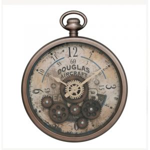 Horloge Murale Gousset "Awa" 33cm Marron