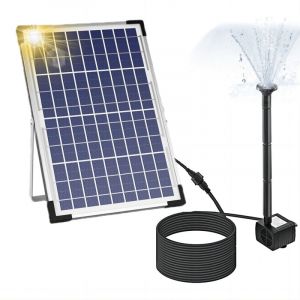 Decdeal - Pompe de fontaine solaire 10W avec grand panneau solaire 3 buses Max. Hauteur d'eau 100cm pour bain d'oiseaux, aquarium, petit &eacute;tang,