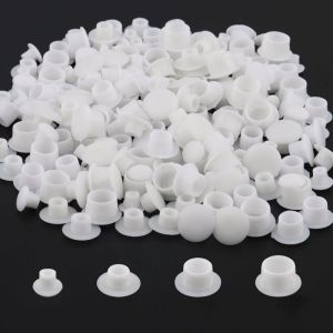 Csparkv - 200 Pièces Cache Trou Bouchon Plastique, Cache Trou Meuble 5/6/8/10mm, Bouchons Blancs pour Cache-Vis, Bouchon de Trou de Percage pour