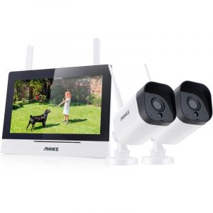 Kit Surveillance sans Fil avec Écran lcd 7', 4CH 5MP nvr avec Écran Tactile ips, 2 Caméras de Surveillance WiFi Extérieures 3MP, Vision