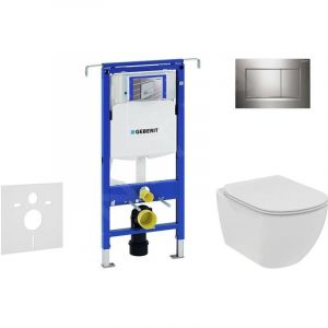 Duofix - Set de bâti-support, wc suspendu Rimless+ abattant SoftClose Ideal Standard Tesi, plaque de déclenchement - Geberit