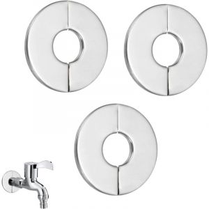 Lot de 3 cache-trous de valve autocollants en acier inoxydable,pour tuyau de rosace mitigeur douche,cache tuyau,cache trou mur ect
