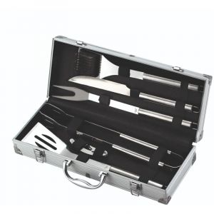 06420 Ensemble d'ustensiles de cuisine pour barbecue dans un coffret en acier 6 pièces - Ompagrill