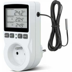 Prise Thermostat, Prise Minuteur Digital, Prise Programmable Digitale avec Sonde, Minuterie Num&eacute;rique Programmable, Prise Thermostat chauffage pour