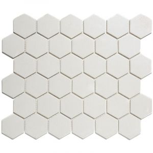 Mosa&iuml;que de gr&egrave;s c&eacute;rame LONDON Hexagone 5.9x5.1cm - Hexagone 5.9x5.1cm Blanc - bo&icirc;te de 0.91 m2