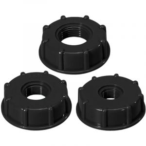 3 Pieces IBC Raccord Cuve 1000 Litres, Adaptateur Cuve 1000l, Adaptateur Robinet Tuyau Arrosage Plastique Noir Raccord Filet&eacute; pour Tuyaux d'arrosage