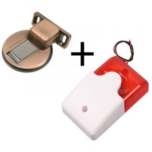 Sir&egrave;ne d'alarme sonore et lumineuse 220V, klaxon d'alarme anti-cambriolage &agrave; d&eacute;cibel &eacute;lev&eacute; avec lumi&egrave;re clignotante LED pour magasin &agrave; domicile + 1