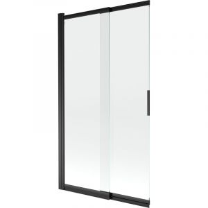 Mexen - Fox paravent de baignoire &agrave; 2 vantaux coulissant 100 x 150 cm, transparent, noir - 891-100-002-70-00