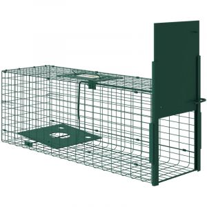 Cage pour capturer les animaux nuisibles. 1 entr&eacute;e le dimanche. 80 cm (L) x 25 cm (l) x 30 cm (H). Vert fonc&eacute;.