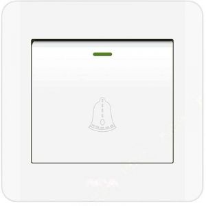 Bouton de sonnette ext&eacute;rieure , interrupteur de sonnette 220-250 V avec panneau en verre tremp&eacute;. Blanc, diam&egrave;tre 8,6 cm (3,38 pouces).