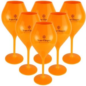 Veuve Clicquot Rich - Lot de 6 coupes orange - Verres &agrave; champagne acrylique