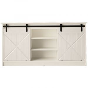 Bb-loisir - Commode de rangement Meuble universel Blanc 160x81x35cm grange porte coulissante